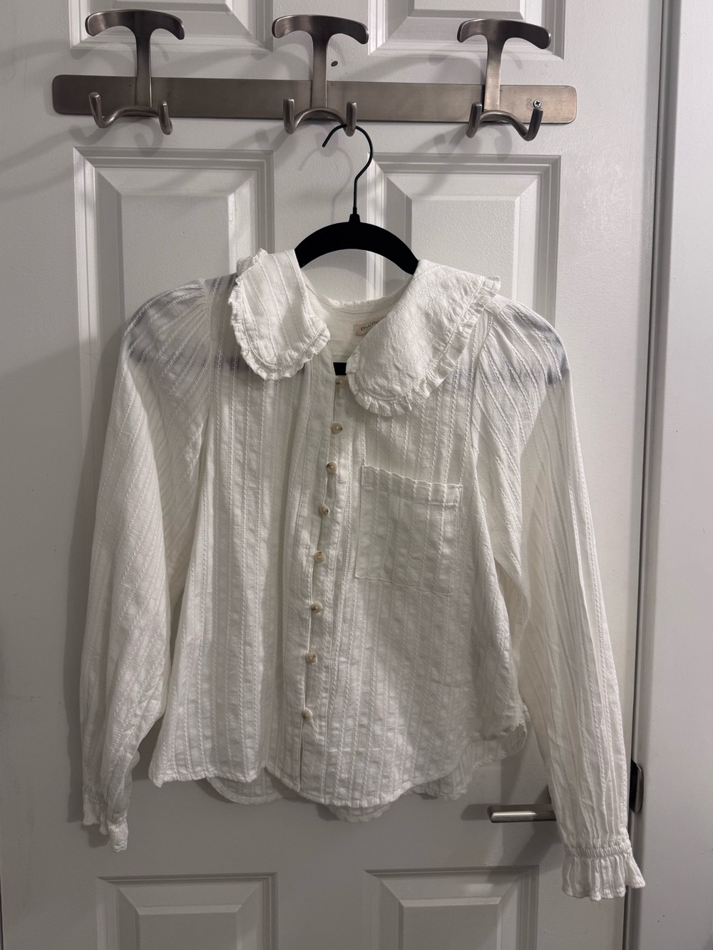 Pilcro White Textured Long-Sleeve Button-Down Shirt